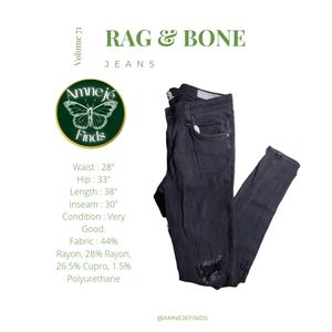 Rag & Bone Black Soft Rock Ripped Skinny Leg Jeans